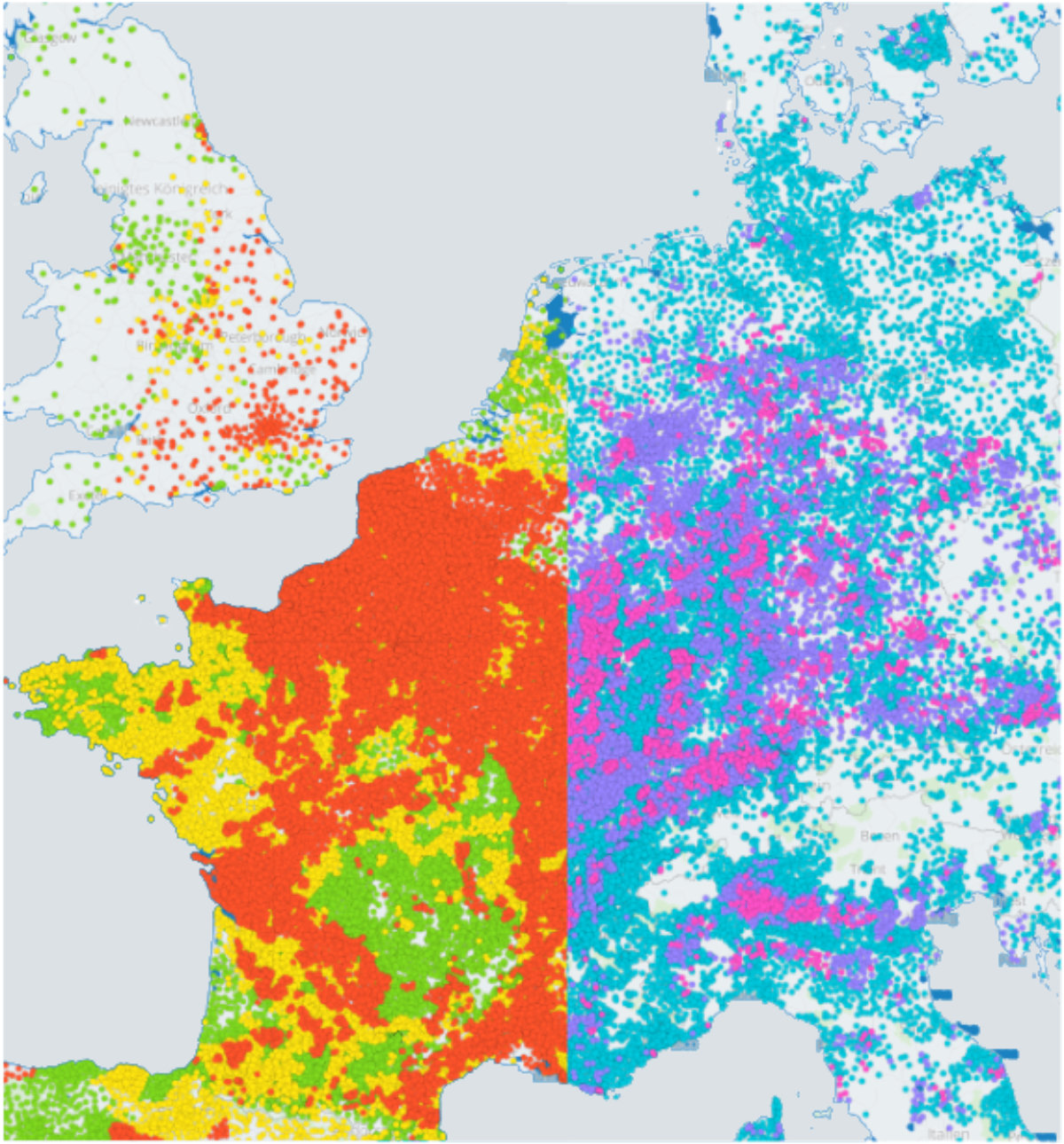 Water hardness or nitrate content in Europe